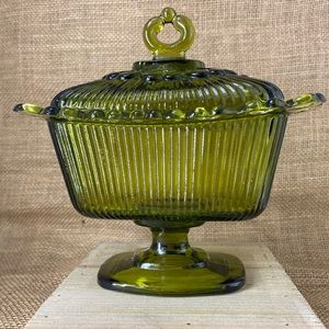 Green Elegant Antique Glass Dish